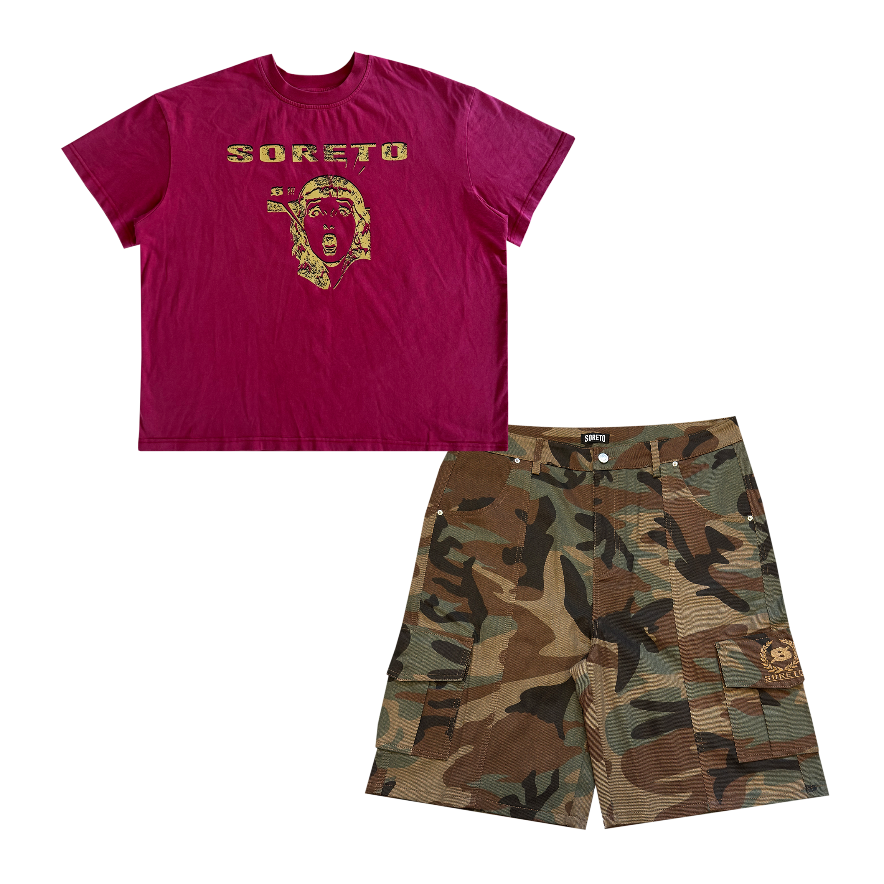 Comic Tee & Cargo Shorts