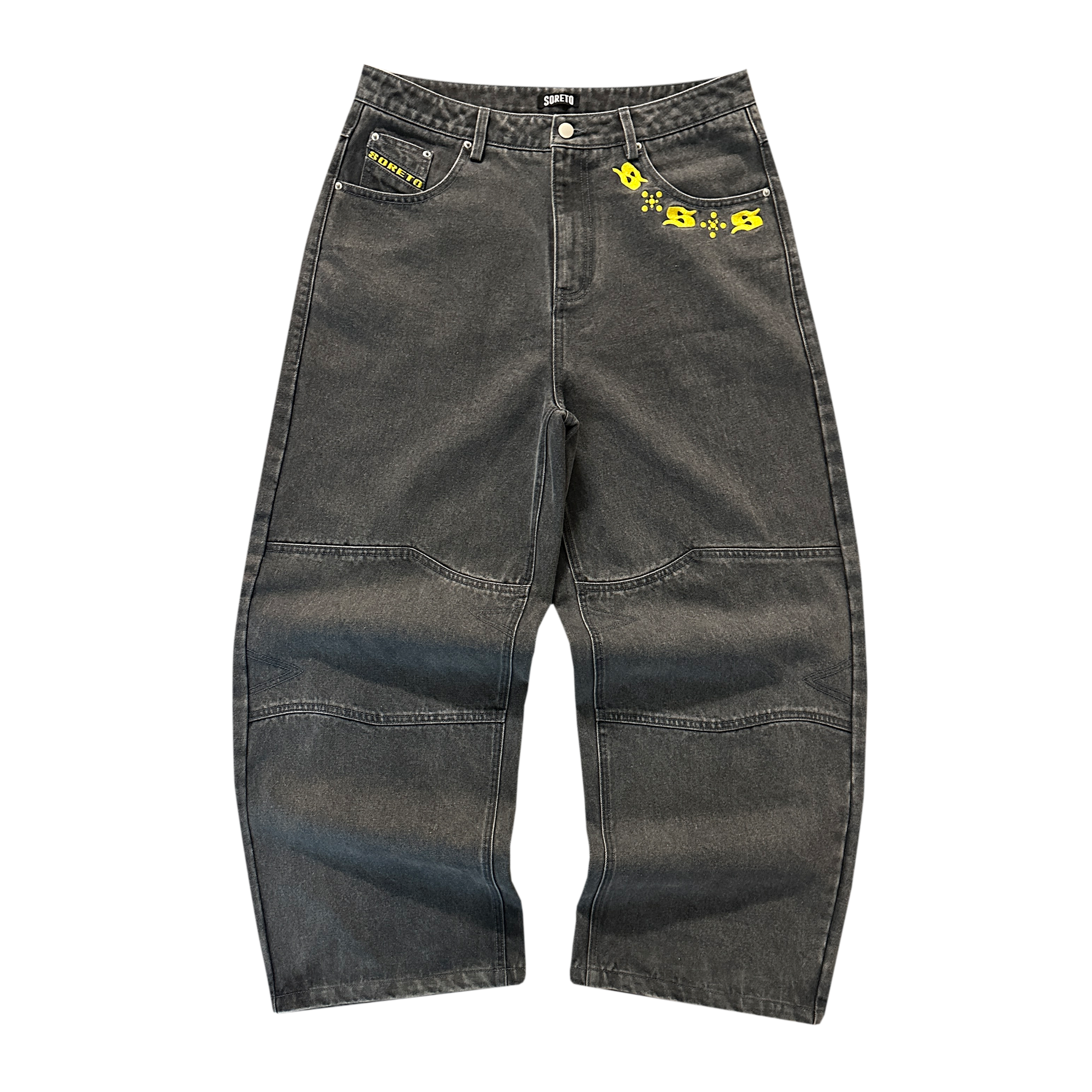 S'tar Logo Double Knee Denim [Black/Yellow]